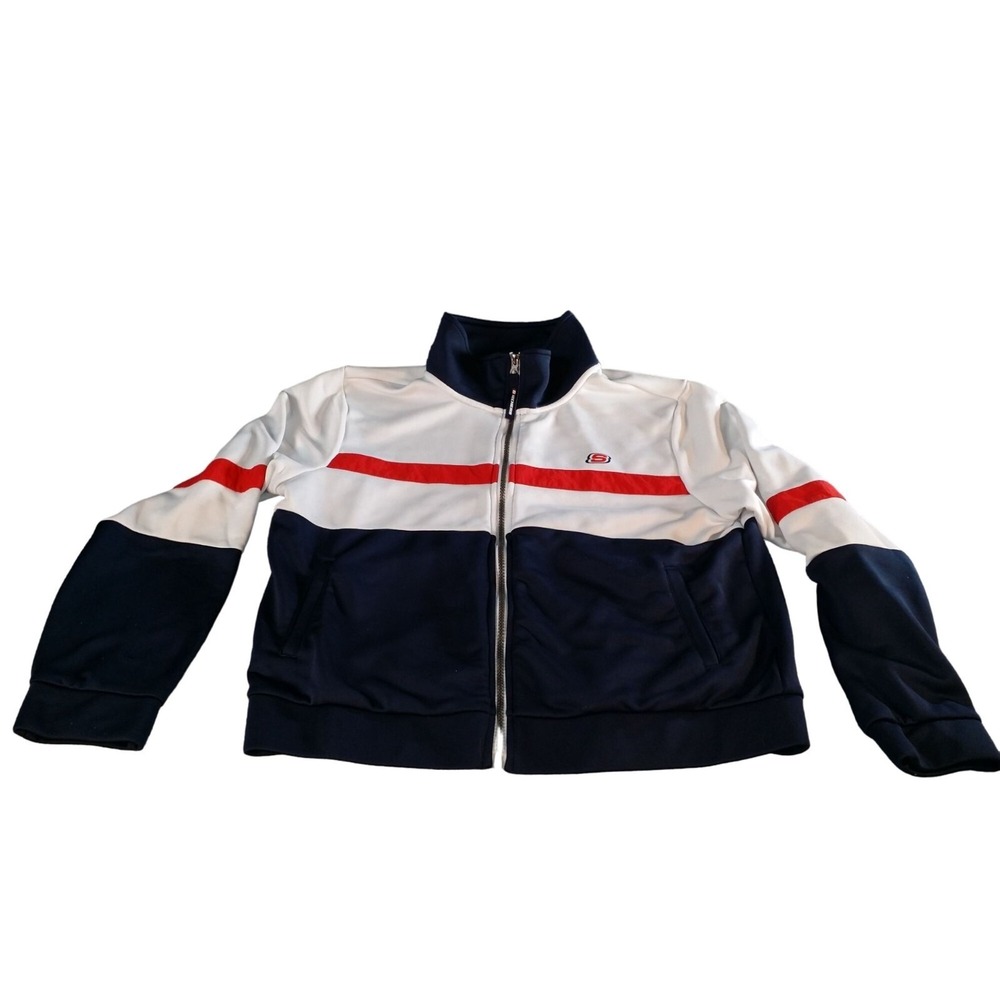 Skechers Tribute Jacket Mens L Windbreaker Red White Blue Activewear Streetwear